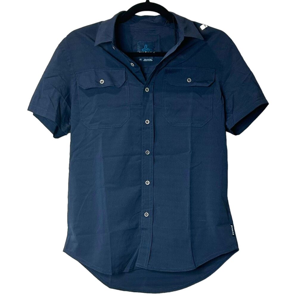 Prana Cayman Shirt Button Up Short Sleeves Standard Fit Nautical Men's XS NWT